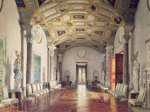 The Great Agate Hall i Catherine Palace i Tsarskoye Selo, 1859 (wc og hvid farve på papir)