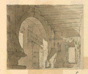 Scenedesign, interiør af køkken af Luigi Ricci