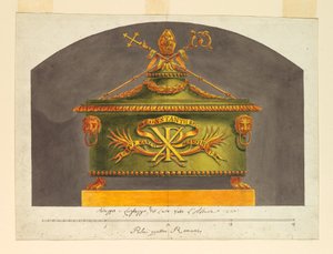 Tegning, Sarkofag til relikviet, ca. 1825