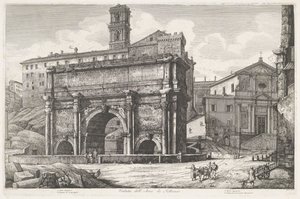 Boog van Septimius Severus te Rom Udsigt over Septimiusbuen (titel på objektet) af Luigi Rossini