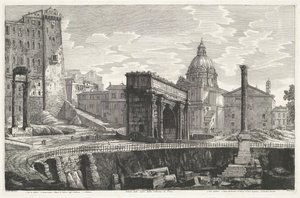 De Zuil van Phocas på het Forum Romanum Veduta dello scavo della Colonna di Foca (titel på objekt)