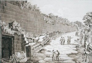 Romersk vej til Tusculo, efter den første udgravning i 1825, fra "Le Antichita dei contorni di Roma", udgivet 1824-26 (radering)