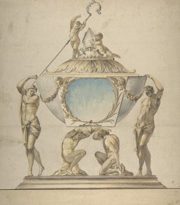 Design til et guld- og sølvbiskops relikvieskrin, slutningen af det 18. århundrede. af Luigi Valadier