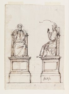 Design til en marmortrone til statuen af Sankt Peter, Peterskirken, Rom af Luigi Vanvitelli