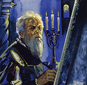 I en alder af 75 år led Tizian af svigtende syn (farvelitografi) af Luis Arcas Brauner