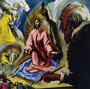 El Greco fortsatte med at male religiøse motiver indtil sin død i en alder af 73 år (farvelitografi)