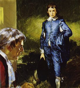 Gainsborough maler sit berømte portræt Blue Boy (farvelitografi) af Luis Arcas Brauner