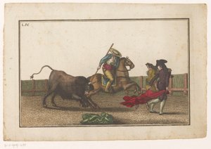 Picador stikker sin lanse ind i en tyr Coleccion de las principales suertes de una corrida de toros (serietitel) Samling af de vigtigste tyrefægtningsmanøvrer (serietitel)