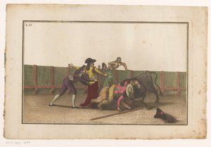 Picador faldt af sin hest Coleccion de las principales suertes de una corrida de toros (serietitel) Samling af de vigtigste tyrefægtningsmanøvrer (serietitel)