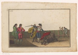 Tyr stukket af en matador Coleccion de las principales suertes de una corrida de toros (serietitel) Samling af de vigtigste tyrefægtningsmanøvrer (serietitel)