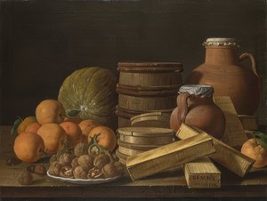 Stilleben med appelsiner og valnødder. 1772 af Luis Egidio Melendez