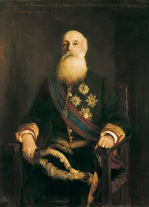 Portræt af Alejandro PIDAL Y MON (1846-1913) spansk politiker og medlem af den katolske unions gruppe. Maleri af Luis Menendez Pidal (1861-1932) af Luis Menendez Pidal