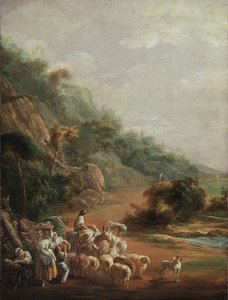 ""Scene med landsbyboere"" (Scene med landsbyboere) Maleri af Luis Paret y Alcazar (1746-1799) - 1786 - Olie på lærred - Størrelse 48x37,2 cm Museo de Bellas Artes de Bilbao