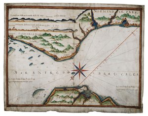 Kort over Doverstrædet, ca. 1587-88 (akvarel på pergament) af Luis Teixeira