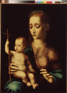 Madonna and Child with a Distaff (Madonna and Child with a Distaff). Maleri af Luis de Morales (1509/20-1586), ca. 1570. Spansk kunst, maneristisk stil. Eremitagemuseet, Sankt Petersborg.