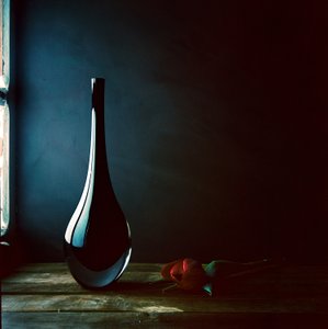 Elegant vase med rød rose af Luiz Laercio