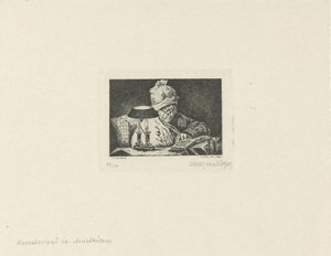 læsende mand af Lukas van Hoger (signed by artist)