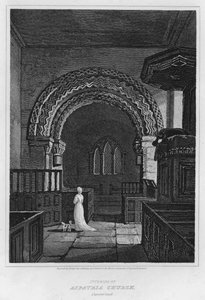 Interiør af Aspatria Church, Cumberland (gravering) af Luke (after) Clennell