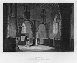 Interiør af Carlisle Cathedral, Cumberland (gravering) af Luke (after) Clennell