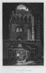 Interiør af Lanercost Priory, Cumberland (gravering) af Luke (after) Clennell