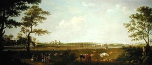 Udsigt over den gamle bro, Walton-on-Thames (olie på lærred)