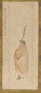 Stående mand i rød frakke, Qing-dynastiet, 1700-tallet.