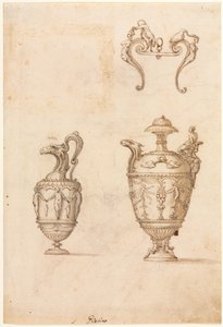 Design til to vaser og et ornament (recto)
