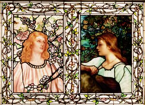 Forår og efterår, fremstillet af Tiffany Glass & Manufacturing Co., ca. 1892 (blyholdigt glas)