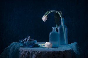 Elegant blåt stilleben