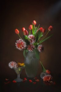 Elegant blomsterstilleben af Lydia Jacobs