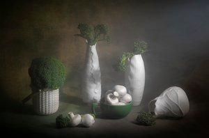 Stemningsfuldt broccolistilleben af Lydia Jacobs