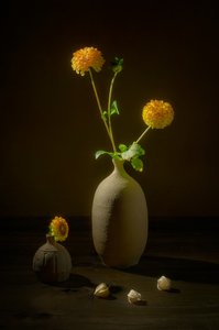 Stemningsfuldt blomsterstilleben
