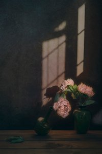 Stemningsfuldt blomsterstilleben af Lydia Jacobs