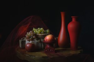 Stilleben med stemningsfulde frugter
