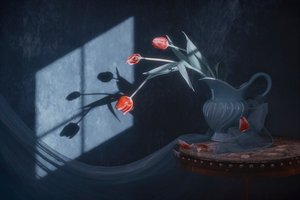 Tulipaner i vindueslys af Lydia Jacobs