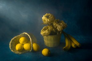 Gule blomster og citroner af Lydia Jacobs