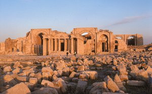 Ruiner af Hatra, en oldtidsby i Øvre Mesopotamien, Manan-templet fra 1. århundrede,...