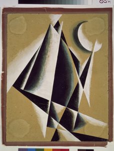 Konstruktion. Værk af Lyubov (Lioubov) Sergeyevna Popova (1889-1924), gouache på pap af Lyubov Sergeevna Popova
