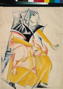 Forberedende kostume til skuespillet ""Romeo og Julie"" af William Shakespeare (1564-1616) - Kostumedesign til stykket Romeo og Julie af W Shakespeare - Værk af Lyubov (Lioubov) Sergeyevna Popova (1889-1924), gouache og blæk på skrift af Lyubov Sergeevna Popova