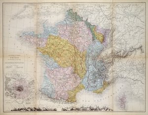 Kort over Frankrig, ca. 1830-40