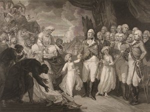 Marquis Cornwallis modtager gidselprinserne, sønner af Tippoo Sultan af M. (after) Brown
