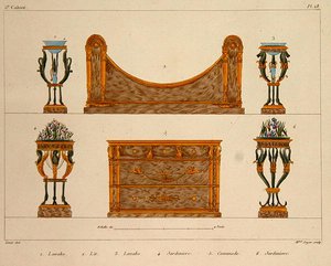 Møbeldesign, graveret af Mme Soyer, plade 28 fra 