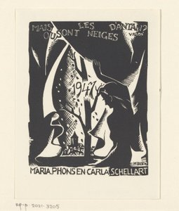 Nytårsønske for 1947 fra Carla, Mária og Phons Schellart af M. Bosch