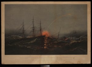 Den amerikanske fregat Sabine redder en bataljon amerikanske marinesoldater fra transportskibet Governor. Den 2. november 1861 ud for South Carolinas kyst (litografi, farvelagt) af M. F. H. De & Parsons Charles Haas
