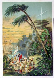 Opdagelsen af den nye verden af Christopher Columbus (1451-1506) 1892 af M. Houssot