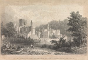 Nordvest udsigt over Brinkburn Priory, Northumberland; side 44 (bind 1)