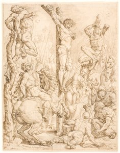 Kristus på korset, mellem tyvene af Maarten van Heemskerck