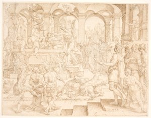 Josias befaler, at alle højenes præster skal dræbes af Maarten van Heemskerck