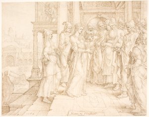 Judith henvender sig til de gamle i Bethulia af Maarten van Heemskerck