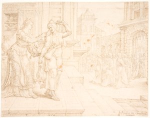 Judith forbereder sig på at tage til fjendernes lejr af Maarten van Heemskerck